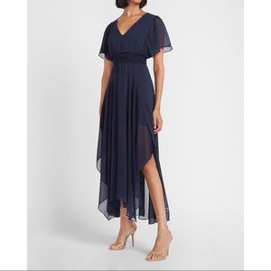 EXPRESS Smocked Waist Flutter Sleeve Midi Dress